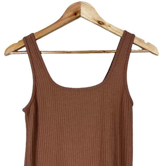 Abercrombie & Fitch Tank Dress Womens S Brown Ribbed Bodycon Minimalist Eathy - Picture 2 of 4